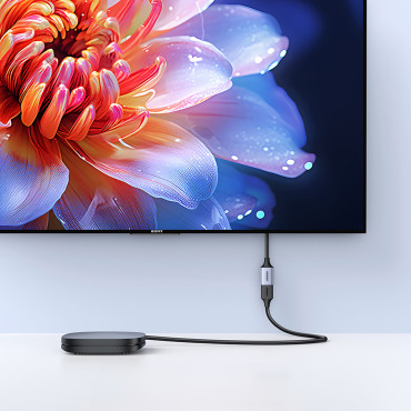 Káblový predlžovací kábel HDMI (Muž) / HDMI (Žena) 8k 15cm - sivá