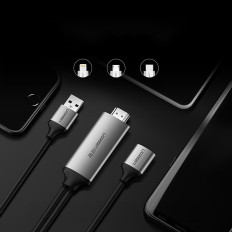 Adaptador USB-A (Feminino) Adaptador - HDMI com porta de energia USB-A (macho) 1.5m - cinza