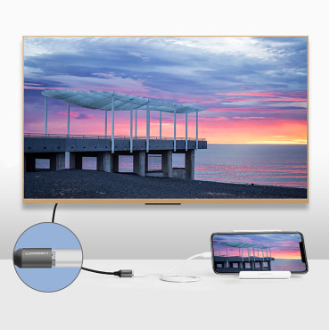 Adapter USB-A (Kvinne) Adapter - HDMI med USB-A Power Port (Mann) 1.5m - Grå