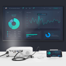 Adaptér USB-A (Žena) Adaptér - HDMI s USB-A Power Port (Muž) 1.5m - sivá