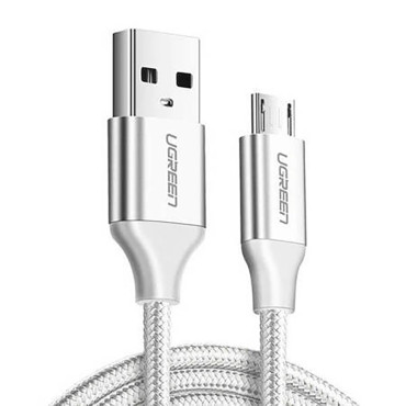 Kabelski kabel v USB-A Braid - Micro USB 2.4a 1.5m - bela