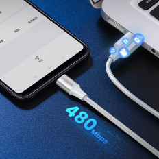 Cabo de cabo em USB-A Shelter - USB-C QC 3.0 3A 0.5m - branco