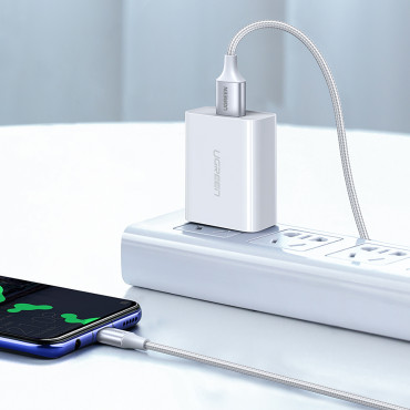 Cabo de cabo em USB-A Shelter - USB-C QC 3.0 3A 0.5m - branco
