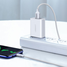 Cabo de cabo em USB-A Shelter - USB-C QC 3.0 3A 0.5m - branco