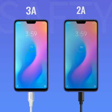Cabo de cabo em USB-A Shelter - USB-C QC 3.0 3A 0.5m - branco