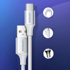 Cabo de cabo em USB-A Shelter - USB-C QC 3.0 3A 0.5m - branco