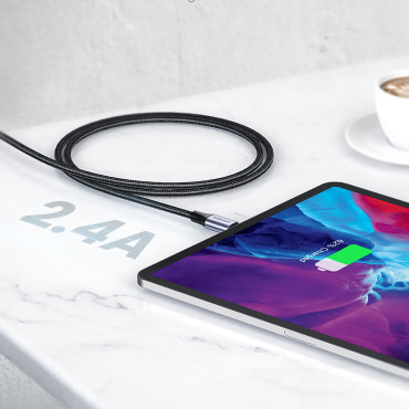 Kabelski kabel v usb-a zavetišče - iPhone strela MFI 2M - črna