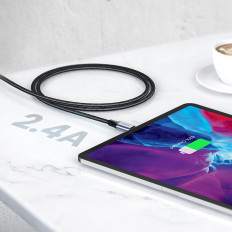 Kabelski kabel v usb-a zavetišče - iPhone strela MFI 2M - črna