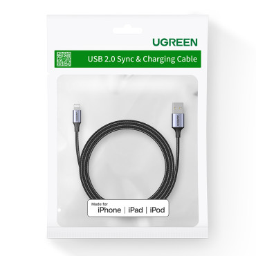 Kabelski kabel v usb-a zavetišče - iPhone strela MFI 2M - črna