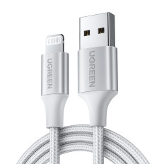 Câble câble dans un abri USB-A - iPhone Lightning MFI 1.5m - argent