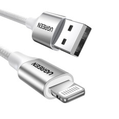 Kabelkabel i USB-ett skydd - iPhone Lightning MFI 1.5m - silver