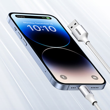 Káblový kábel v USB-A prístrešok - iPhone Lightning MFI 1.5m - strieborné