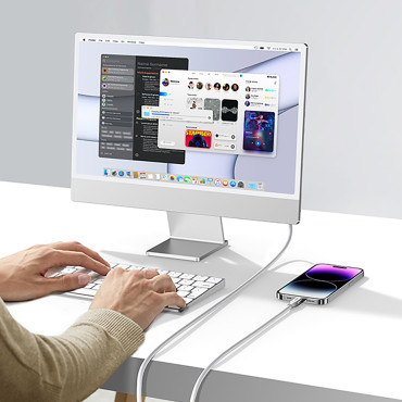 Káblový kábel v USB-A prístrešok - iPhone Lightning MFI 1.5m - strieborné