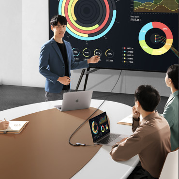 HUB USB-C adapteris - 3x USB-A 3.0 / HDMI / VGA / RJ45 / SD / TF / TF / C kortelių skaitytuvas - pilka