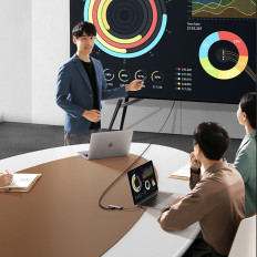 HUB USB-C Adapter - 3x USB-A 3.0 / HDMI / VGA / RJ45 / SD / TF / TF / C-kaardi lugeja - hall