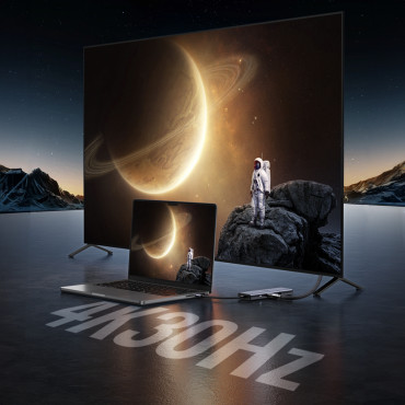 HUB USB-C Adapter - 3x USB-A 3.0 / HDMI / VGA / RJ45 / SD / TF / TF / C-kaardi lugeja - hall