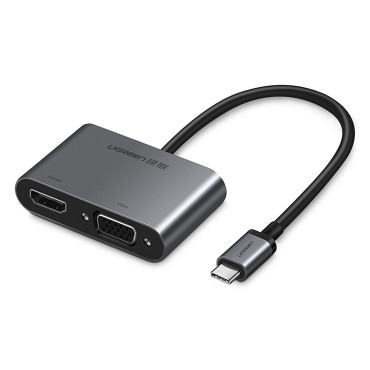 USB-C Distributör Adapter - HDMI / VGA / USB-A 3.0 / USB-C PD - Grå