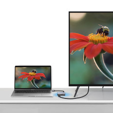 USB-C Distributøradapter - HDMI / VGA / USB-A 3.0 / USB-C PD - Grå