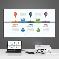 USB-C distributor adapter - HDMI / VGA / USB-A 3.0 / USB-C PD - gray