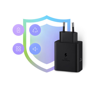 Samsung Power Adapter Duo 2x USB-C 50W - Svart