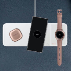 3in1 Samsung Trio Induction Polnilnik za telefon / Galaxy Watch / Buds - bela