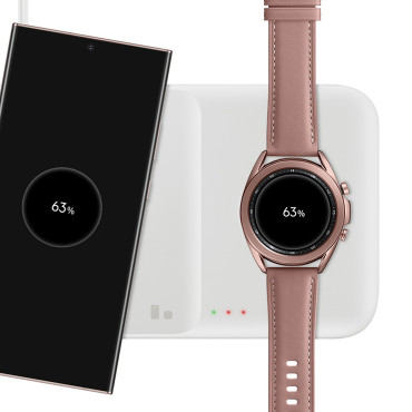 3in1 Samsung Trio Induction Polnilnik za telefon / Galaxy Watch / Buds - bela