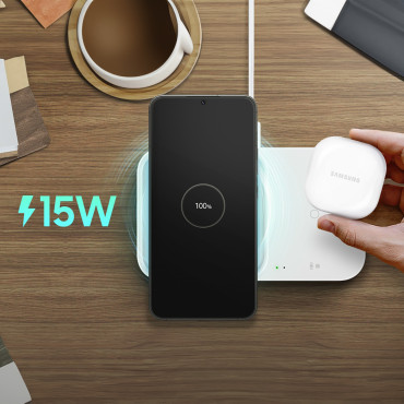 Laddare Samsung Trådlös laddare Duo Induktion 15W - Vit