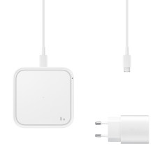 Nabíječka Samsung Bezdrátová nabíječka Indukční podložka 15W + Nabíječka sítě a USB-C kabel - bílá