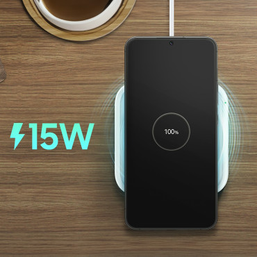 Laddare Samsung Trådlös laddare Induktionskudde 15W + Nätverksladdare och USB-C-kabel - Vit