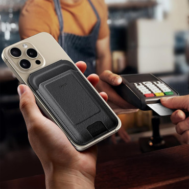 Μαγνητικό πορτοφόλι πορτοφόλι χαρτοφυλακίου με βάση - μαύρο