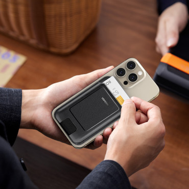 Μαγνητικό πορτοφόλι πορτοφόλι χαρτοφυλακίου με βάση - μαύρο