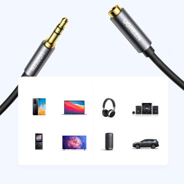 Audio mini jack extension cable 3.5mm 5m - Argento