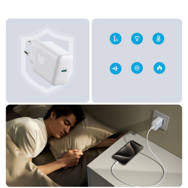 USB-C PD 30W QC SFC - Carregador de Rede Branca