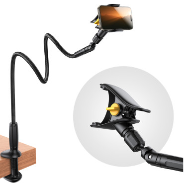 Halter für einen Desktop mit einem flexiblen gänzernhaltigen Arm - schwarz