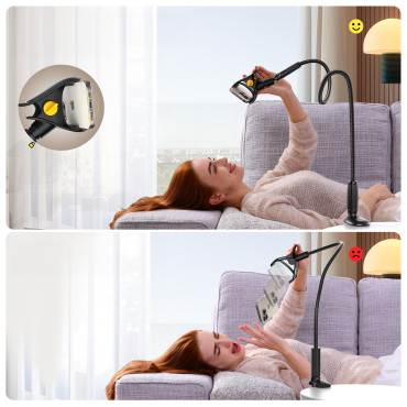 Hållare för ett skrivbord med en flexibel gås-halsad arm - Svart