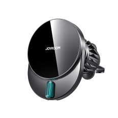 Magnetische handgreep aan de telefoon met een 15W-inductielader op een geruite vliegtuig - zwart