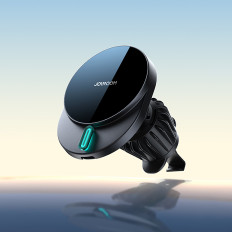 Magnetische handgreep aan de telefoon met een 15W-inductielader op een geruite vliegtuig - zwart