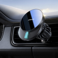 Magnetische handgreep aan de telefoon met een 15W-inductielader op een geruite vliegtuig - zwart