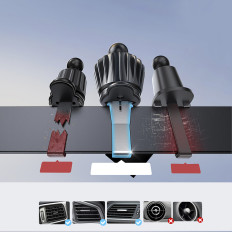 Magnetische handgreep aan de telefoon met een 15W-inductielader op een geruite vliegtuig - zwart