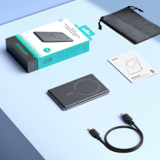 POWERBANK 5000MAH USB-C 20W PD ir indukcinis pakrovimas 15W - pilka