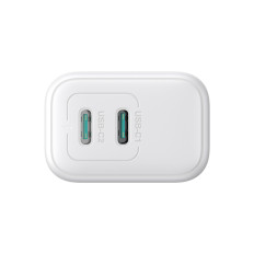 Carregador de rede 2x USB-C 20W PD QC 3.0 - Branco