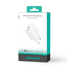 Carregador de rede 2x USB-C 20W PD QC 3.0 - Branco