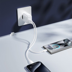 Carregador de rede 2x USB-C 20W PD QC 3.0 - Branco