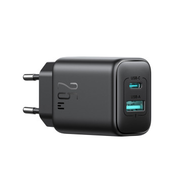 USB-C and USB-A network charger 25W SFC PPS PD - black