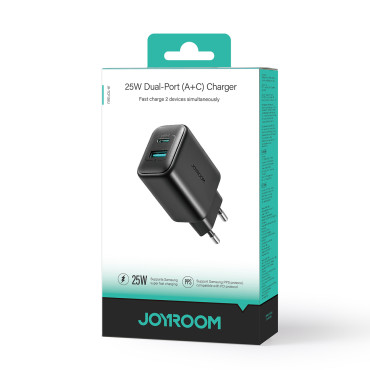 USB-C ir USB-tinklas įkroviklis 25W SFC PPS PD - juoda