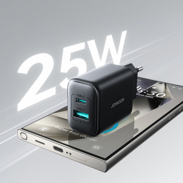 USB-C ir USB-tinklas įkroviklis 25W SFC PPS PD - juoda