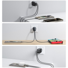 USB-C ir USB-tinklas įkroviklis 25W SFC PPS PD - juoda