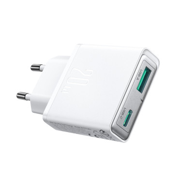 Caricabatterie di rete piccolo e supercienka 20W USB-A USB-C - Bianco