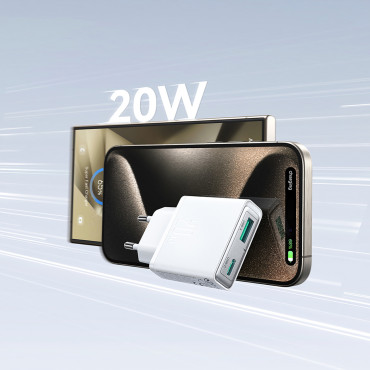 Mali in supercianik omrežja polnilnik 20W USB-A USB-C-WHITE