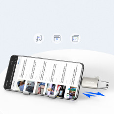 USB-C adapteris (vīrietis) - USB-A (sieviete) ar pavadas acu - sudraba